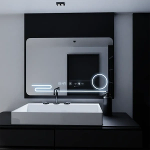 Oglinda LED Rectangulara, 120x80cm, Premium Harmonie MotionGlow Marcello, Sistem Dezaburire, Ceas & Termometru, Lupa Cosmetica, Dimabila - Img 2