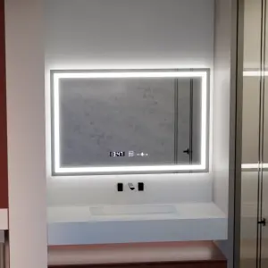 Oglinda LED Rectangulara 120x80cm Premium Verite MotionGlow Marcello, Sistem Dezaburire, Ceas & Termometru, Dimabila
