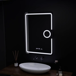 Oglinda LED Rectangulara, 50x70cm, Premium Eclat MotionGlow Marcello, Sistem Dezaburire, Ceas & Termometru, Lupa Cosmetica, Dimabila - Img 5
