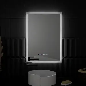Oglinda LED Rectangulara, 50x70cm, Premium Zampa Senzor MotionGlow Marcello, Sistem Dezaburire, Ceas & Termometru, Dimabila - Img 6