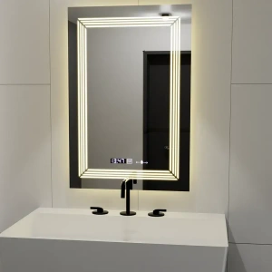 Oglinda LED Rectangulara, 60x80cm, Premium Venezia Senzor MotionGlow Marcello, Sistem Dezaburire, Ceas & Termometru, Dimabila - Img 3
