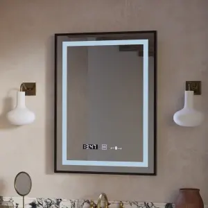 Oglinda LED Rectangulara, 60x80cm, Premium Verite Majeste Noir Motion Glow Marcello, Sistem Dezaburire, Ceas & Termometru, Dimabila - Img 5