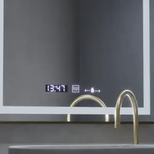 Oglinda LED Rectangulara, 60x80cm, Premium Verite Royale Gold MotionGlow Marcello, Sistem Dezaburire, Ceas & Termometru, Dimabila - Img 6