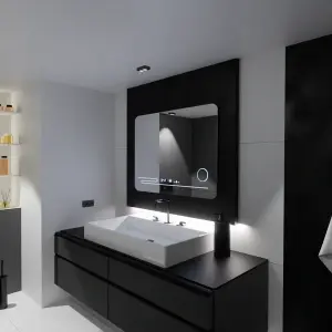 Oglinda LED Rectangulara, 80x60cm, Premium Harmonie MotionGlow Marcello, Sistem Dezaburire, Termometru si Ceas, Lupa Cosmetica, Dimabila - Img 6