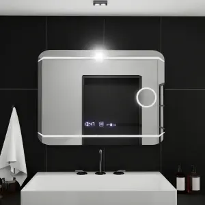 Oglinda LED Rectangulara, 80x60cm, Premium Stile MotionGlow Marcello, Sistem Dezaburire, Ceas & Termometru, Lupa Cosmetica, Dimabila - Img 3