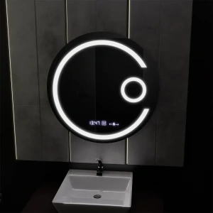 Oglinda LED Rotunda, 60cm, Premium Visio MotionGlow, Sistem Dezaburire, Ceas & Termometru, Lupa Cosmetica, Dimabila - Img 4