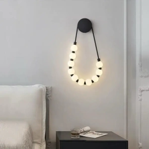 Aplica de Perete LED Cassia, Sirag Perle, 20W, Neagră Globuri Albe - Img 3