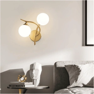 Aplica Tindra Gold E14 Max 60W x 2 Glob Mat Alb - Img 2