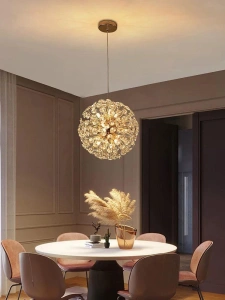 Candelabru Auriu Iverna Glob Cristal D30cm 6xG9 - Img 2