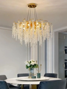 Candelabru Cristal LED Hadria, 80 cm, Auriu - Img 3