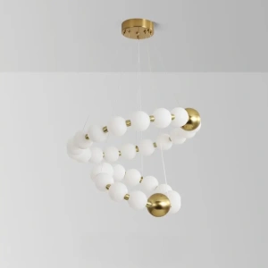 Lustra Calista Eleganta LED cu Globuri Albe Mat, Auriu - Img 4