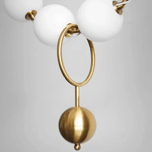 Lustra Capricia Perlată, Design Simplist, Globuri Albe Mat, Auriu - Img 5