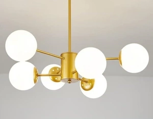 Lustra Elysa Gold 6 Globuri Albe Mat E27 Max 60w/Bec - Img 2