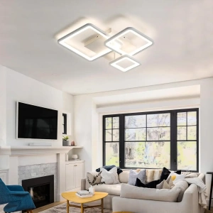 Lustra LED Albă Kara, Design Patrate, Telecomandă, 88W - Img 3