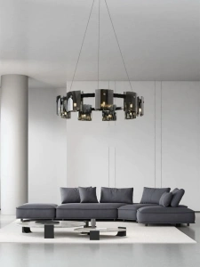 Lustra LED Moderna Gold Black 80 cm Glass G9 X 9