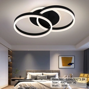 Lustra LED Neagra Caleste 2 Cercuri D480 90w