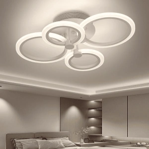 Lustra LED Phoebe White 4 Cercuri 72W Telecomanda
