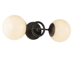 Lustra Neagra 2 Globuri Albe Lyssera E27 150×480×220mm