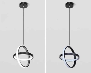 Lustra Suspendata Led Serapha Black 2 Circle 23W - Img 2