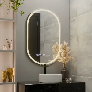 Oglinda LED Ovala, 50x80cm, Premium Eminence MotionGlow Marcello, Sistem Dezaburire, Ceas & Termometru, Dimabila - Img 6