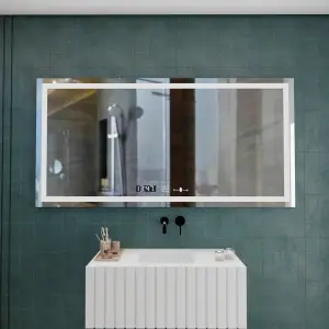 Oglinda LED Rectangulara, 120x60cm, Premium Verite MotionGlow Marcello, Sistem Dezaburire, Ceas & Termometru, Dimabila