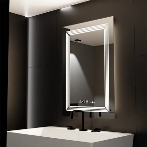 Oglinda LED Rectangulara, 60x80cm, Premium Venezia Senzor MotionGlow Marcello, Sistem Dezaburire, Ceas & Termometru, Dimabila