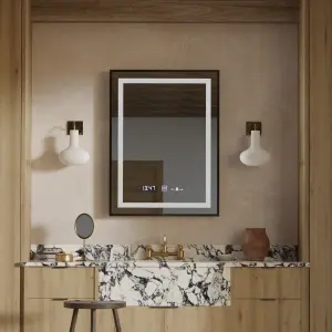 Oglinda LED Rectangulara, 60x80cm, Premium Verite Majeste Noir Motion Glow Marcello, Sistem Dezaburire, Ceas & Termometru, Dimabila - Img 2