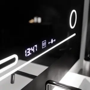 Oglinda LED Rectangulara, 80x60cm, Premium Harmonie MotionGlow Marcello, Sistem Dezaburire, Termometru si Ceas, Lupa Cosmetica, Dimabila - Img 3