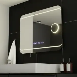 Oglinda LED Rectangulara, 80x60cm, Premium Stile MotionGlow Marcello, Sistem Dezaburire, Ceas & Termometru, Lupa Cosmetica, Dimabila - Img 4