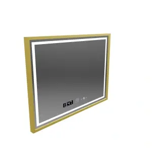 Oglinda LED Rectangulara, 80x60cm, Premium Verite Royale Gold MotionGlow Marcello, Sistem Dezaburire, Ceas & Termometru, Dimabila - Img 5