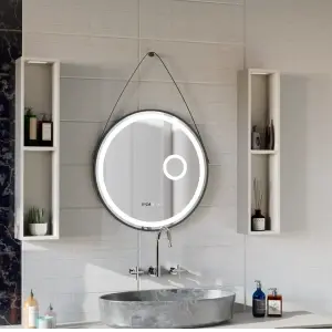 Oglinda LED Rotunda, 60cm, Premium Micah Senzor MotionGlow Marcello, Sistem Dezaburire, Ceas & Termometru, Lupa Cosmetica, Dimabila - Img 3