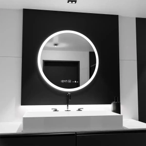 Oglinda LED Rotunda, 70cm, Premium Elysee MotionGlow Marcello, Sistem Dezaburire, Ceas & Termometru, Dimabila