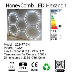 Tavan LED 5 Hexagoane Ysabel 192w 2350×1640mm - Img 2