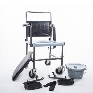 Scaun-fotoliu rulant cu toaletă MAX 130KG - WC integrat pentru persoane imobilizate Kid-Man Lituania - Img 2