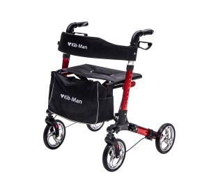 Rolator cu 4 roți Kid-Man FARGO, pliabil, scaun și spătar, reglabil inaltime, max 135 kg