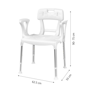 Scaun de dus cu toaletă WC, cotiere și spătar reglabil, înălțime ajustabilă, max. 150 kg, pentru persoane cu mobilitate redusă - Img 2