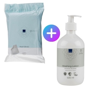 Loțiune de spălare fără apă, ABENA 500ml + mănușă molton (50 buc / set)