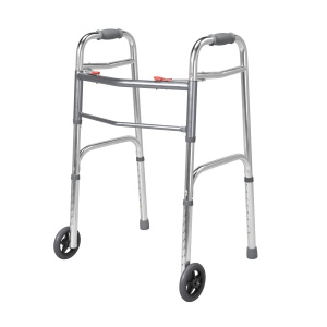 Cadru de mers cu roți frontale, pliabil, reglabil pe înălțime, aluminiu, max. 130 kg