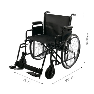 Fotoliu rulant pentru persoane cu greutate mare – max. 180 kg, cadru solid, pliabil, SteelMan XL - Img 2