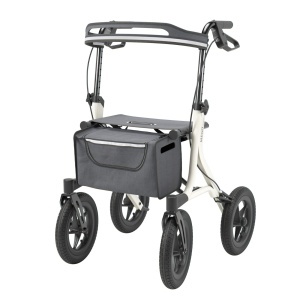 Rolator cu 4 roți pneumatice Kid-Man MEGO, pliabil, scaun și spătar, reglabil inaltime, max 135 kg