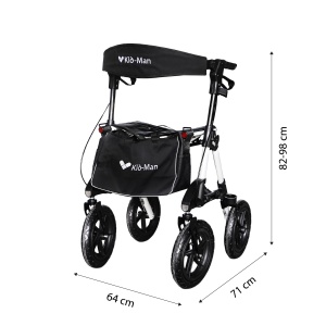 Rolator cu 4 roți pneumatice Kid-Man MEGO, pliabil, scaun și spătar, reglabil inaltime, max 135 kg - Img 3