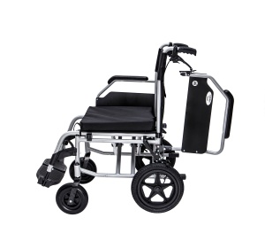 Scaun cu rotile pliabil, din aluminiu, cu frâne duble și suport picioare reglabil, max. 120 kg, LightMan Travel - Img 5