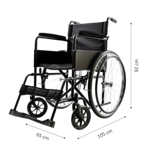 Scaun-fotoliu cu rotile, pliabil, MAX 120KG, EKO STEELMAN – fotoliu rulant usor de manevrat - Img 2