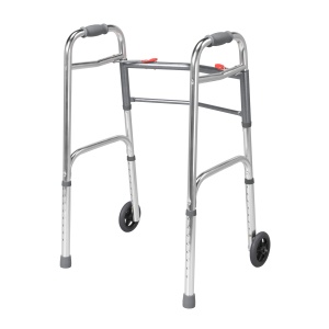 Cadru de mers cu roți frontale, pliabil, reglabil pe înălțime, aluminiu, max. 130 kg - Img 2