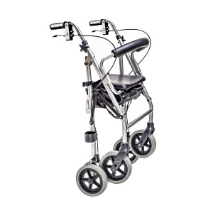 Rolator 4 roți pliabil cu scaun și spătar, mânere reglabile, frâne duble, max. 150 kg, pentru mobilitate sigura, GIGAS - Img 4