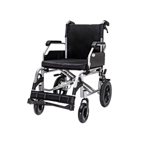 Scaun cu rotile pliabil, din aluminiu, cu frâne duble și suport picioare reglabil, max. 120 kg, LightMan Travel