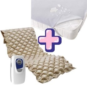 Pachet Saltea Antiescare Medicala profesionala, compresor silentios, max. 135 kg SY200 + Protecție Impermeabilă