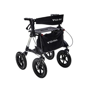 Rolator cu 4 roți pneumatice Kid-Man MEGO, pliabil, scaun și spătar, reglabil inaltime, max 135 kg