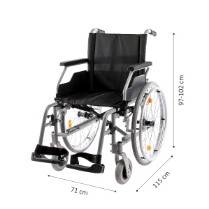 Scaun cu rotile manual pliabil, autopropulsie, cotiere rabatabile și suport picioare reglabil, max. 125 kg, LightMan Start - Img 2