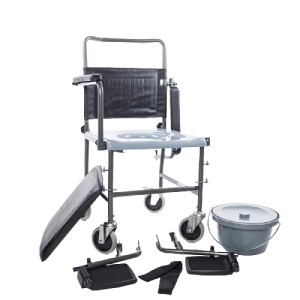 Scaun-fotoliu rulant cu toaletă MAX 130KG - WC integrat pentru persoane imobilizate Kid-Man Lituania